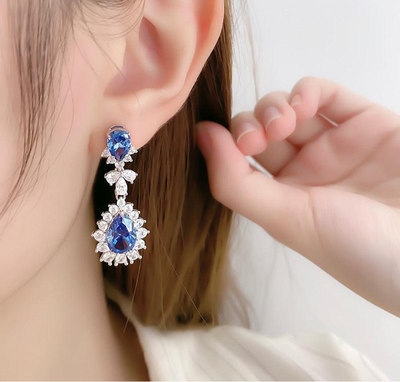 Sapphire Crystal Tear Drop Earring