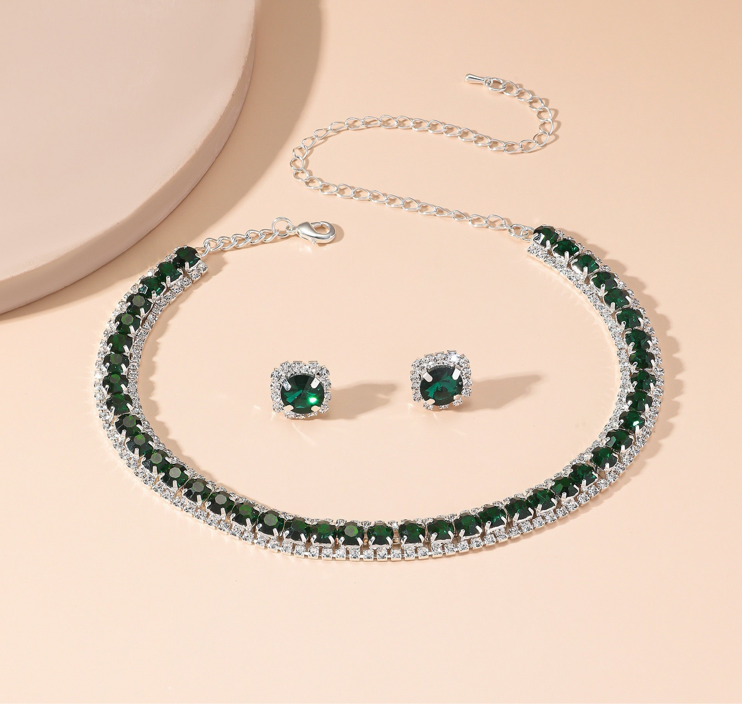 Zircon Circle Layered Necklace Set