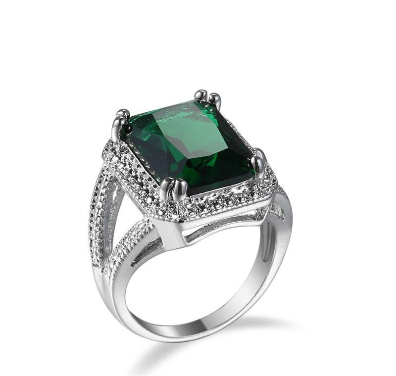 Emerald Step Zircon Studded Ring