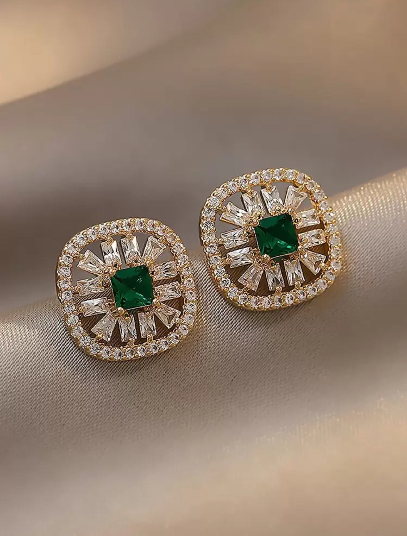 Emerald Rhinestone Square Tops