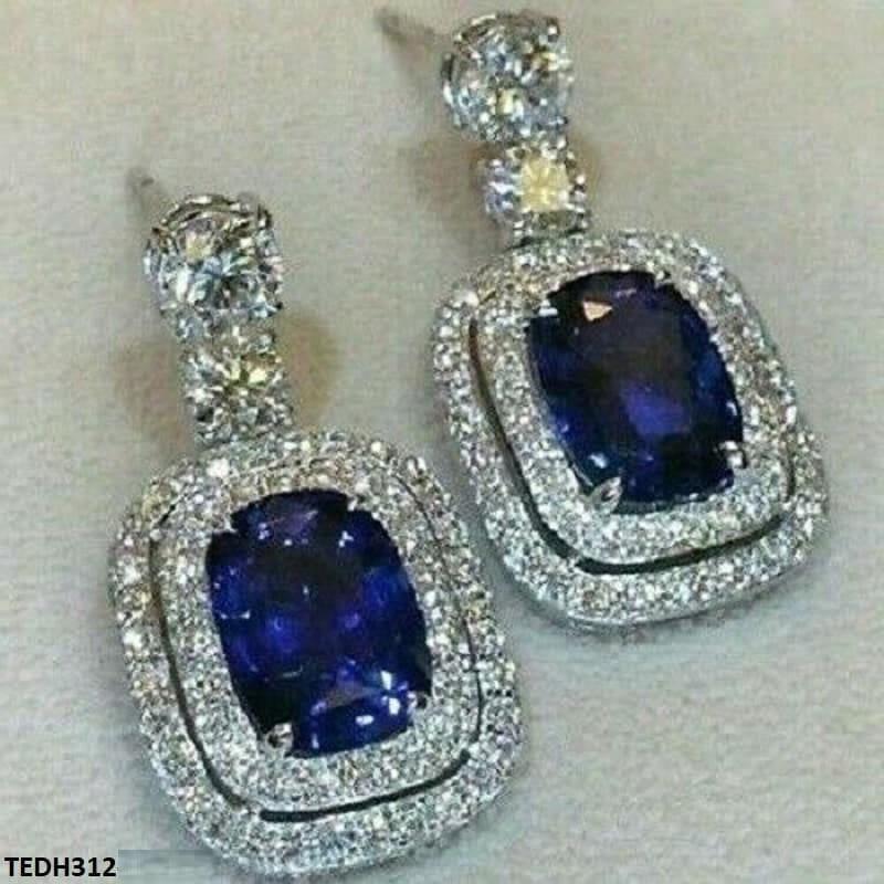 Sapphire Layer Cushion Drop Earrings - Havenon Store