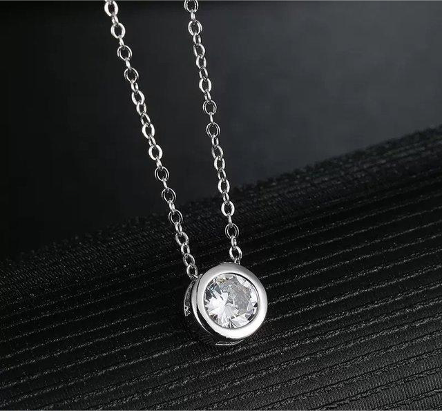 Round Sapphire Drop Pendant With Chain