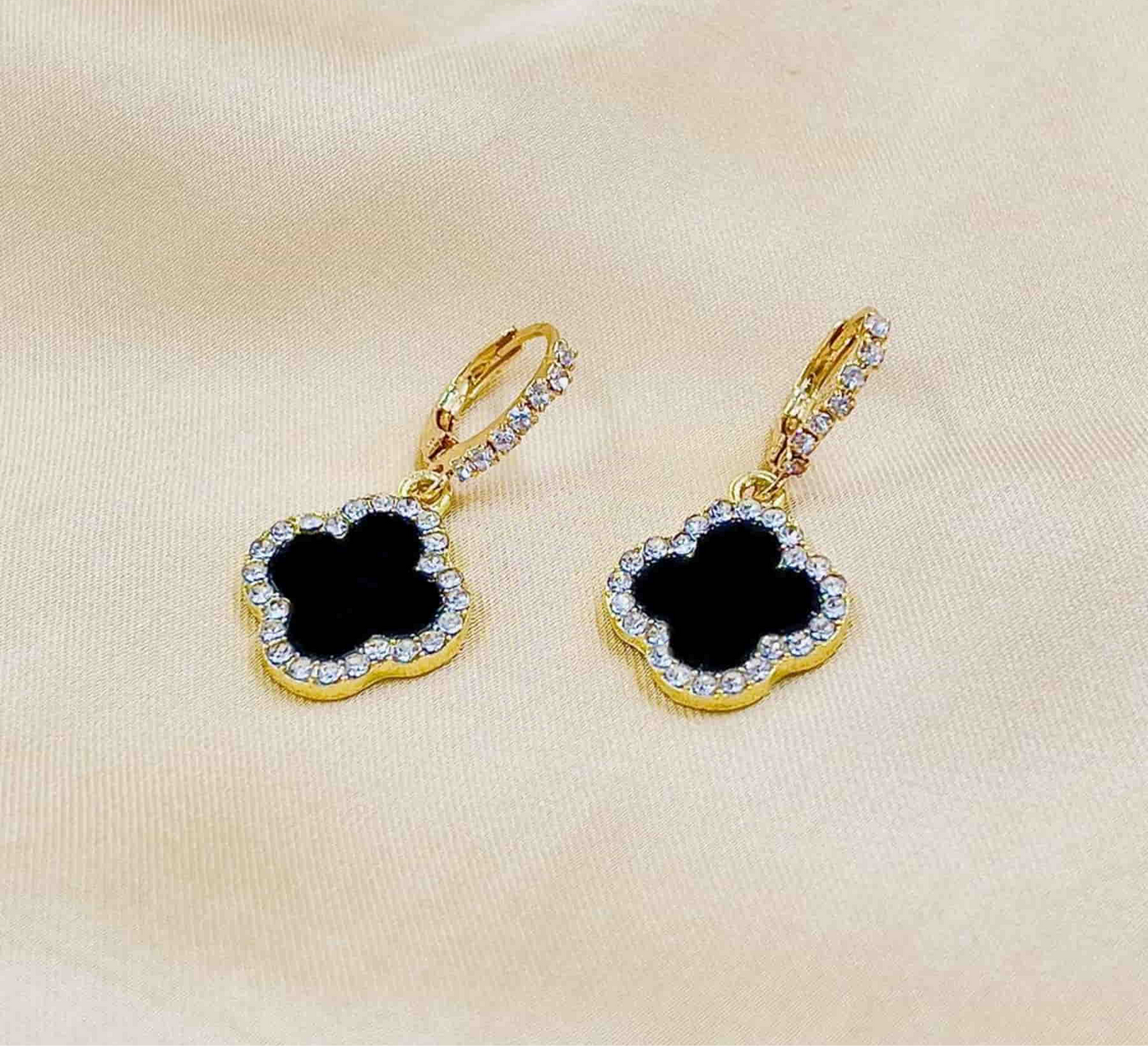 Clover Flower Ear Hoops Pair