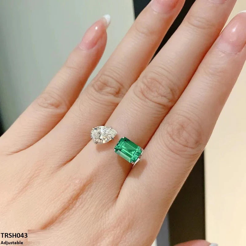 Pear & Rectangle Adjustable Ring