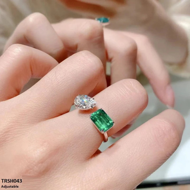 Pear & Rectangle Adjustable Ring