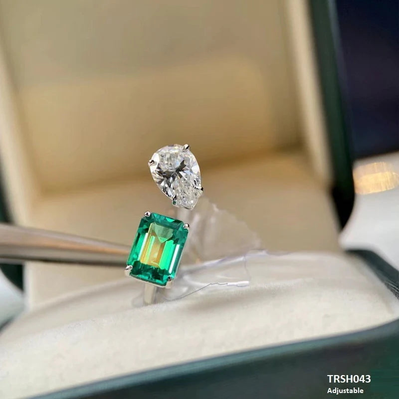 Pear & Rectangle Adjustable Ring