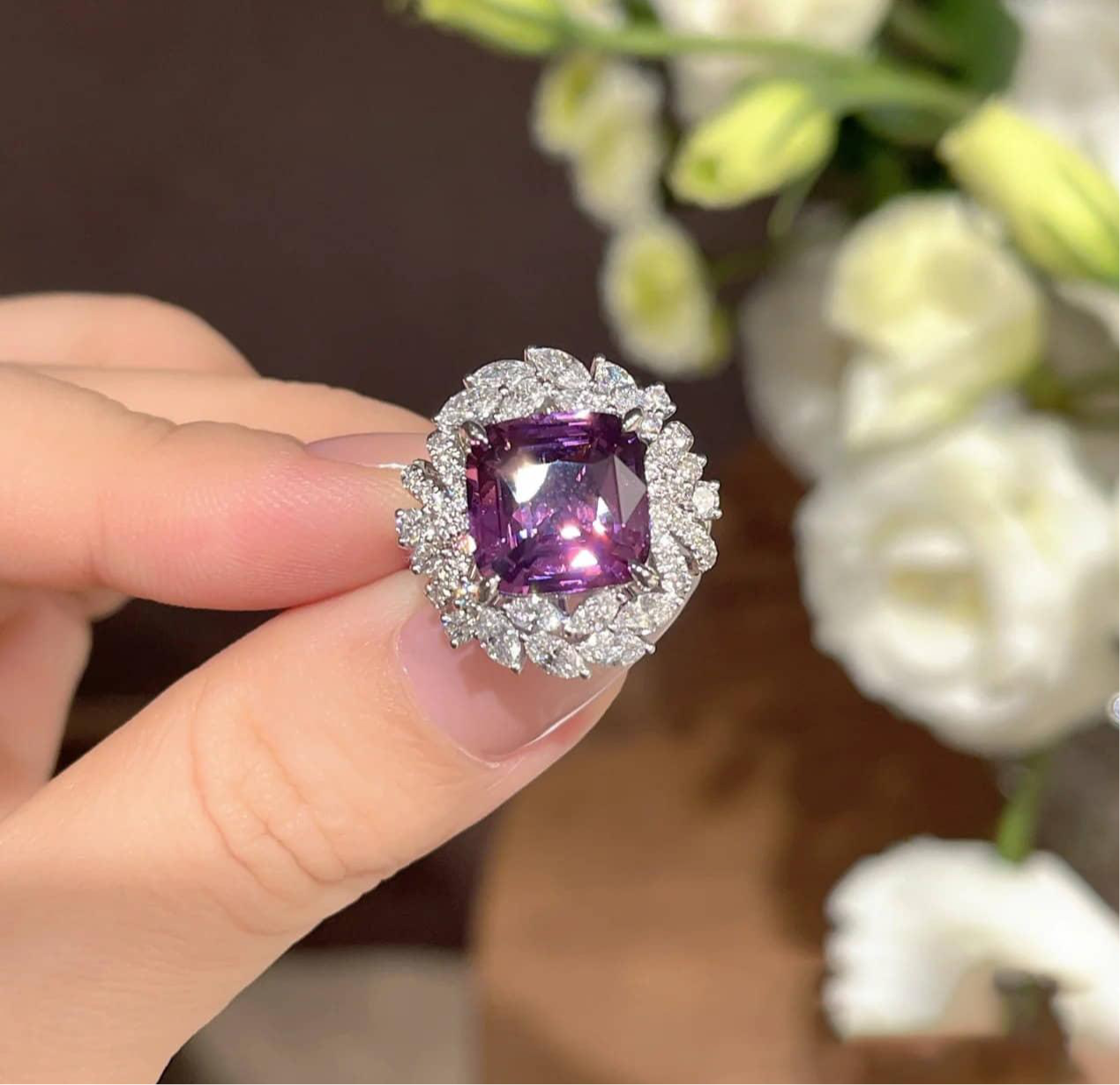 Amethyst Zirconia Adjustable Ring