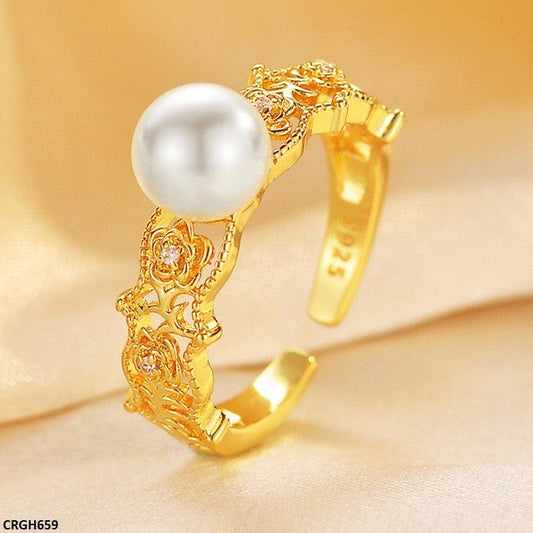 18K Golden Pearl Ring Adjustable - Havenon Store