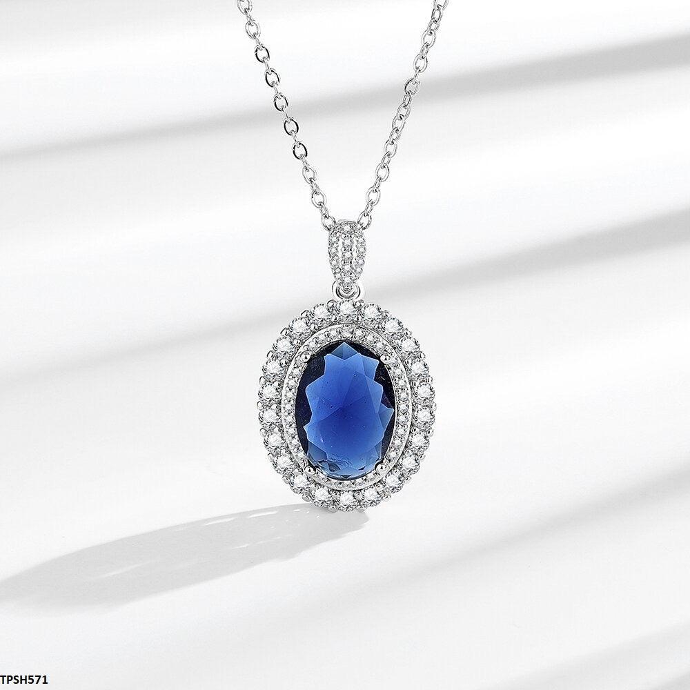 Sapphire Oval Layered Pendant Set - Havenon Store