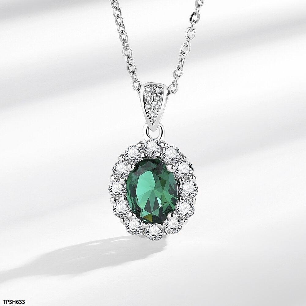 Emerald Oval Zircon Layered Pendant Set - Havenon Store