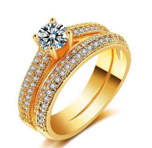 18K Cupid Couple Twin Rings