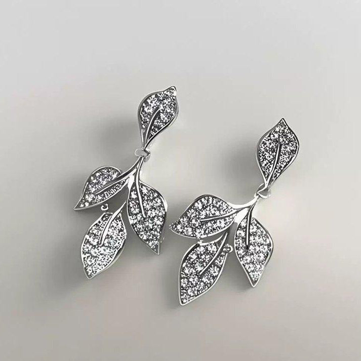 Zirca Leaf Drop Earrings