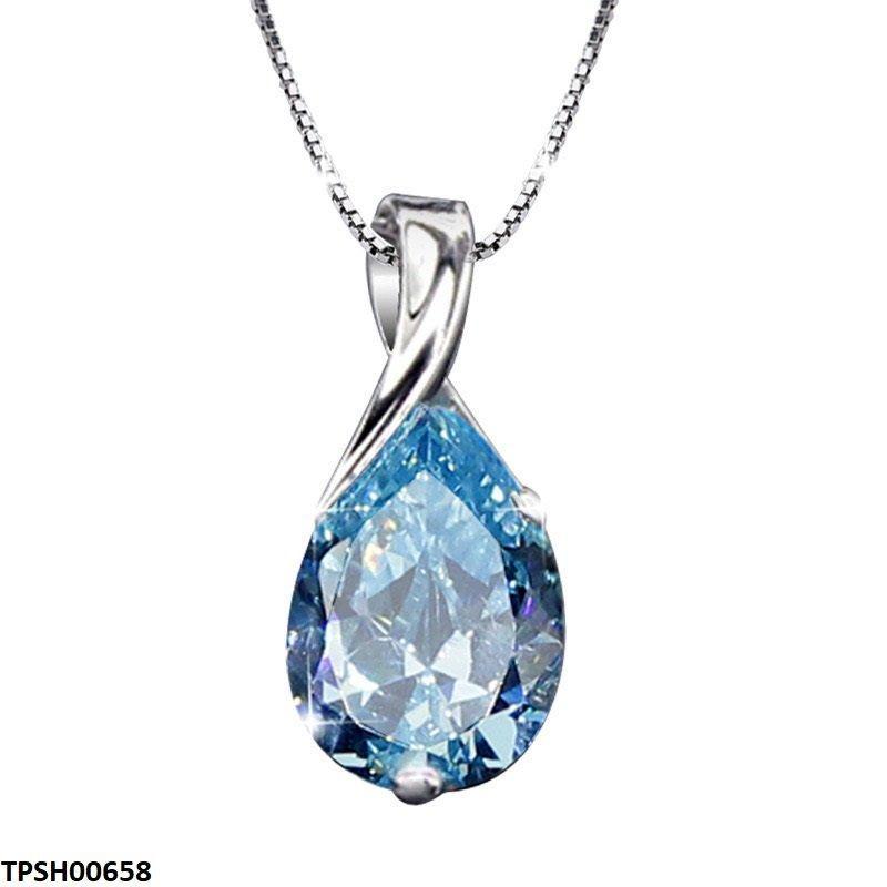 Aqua Zircon Tear Pendant With Chain - Havenon Store