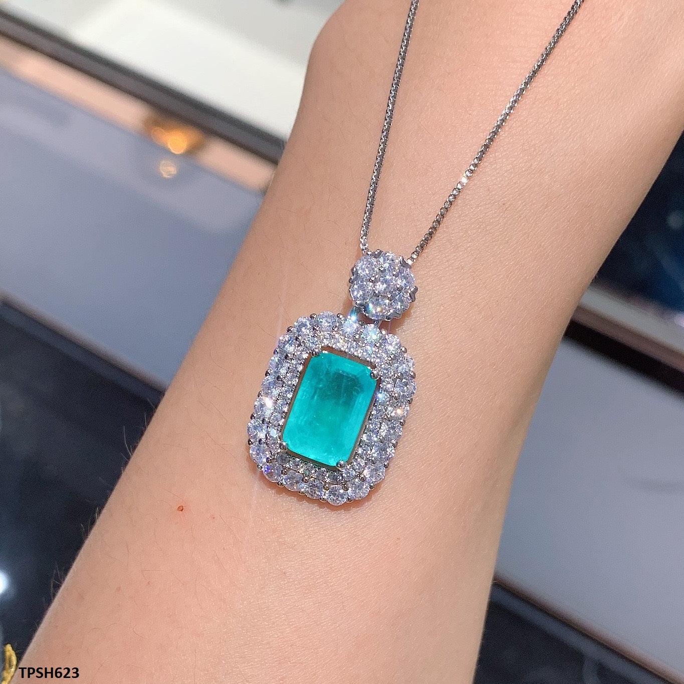 Aqua Sterling Rectangle/Tear Pendant - Havenon Store