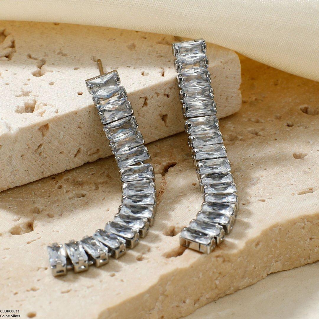 Designer Zircon Baguette Drop Earrings - Havenon Store