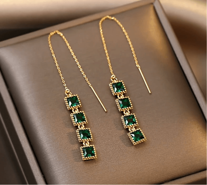 Emerald Drops Ear Earrings Pair - Havenon Store