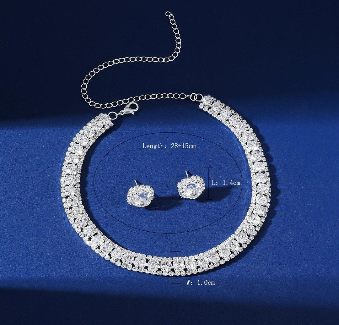 Zircon Circle Layered Necklace Set