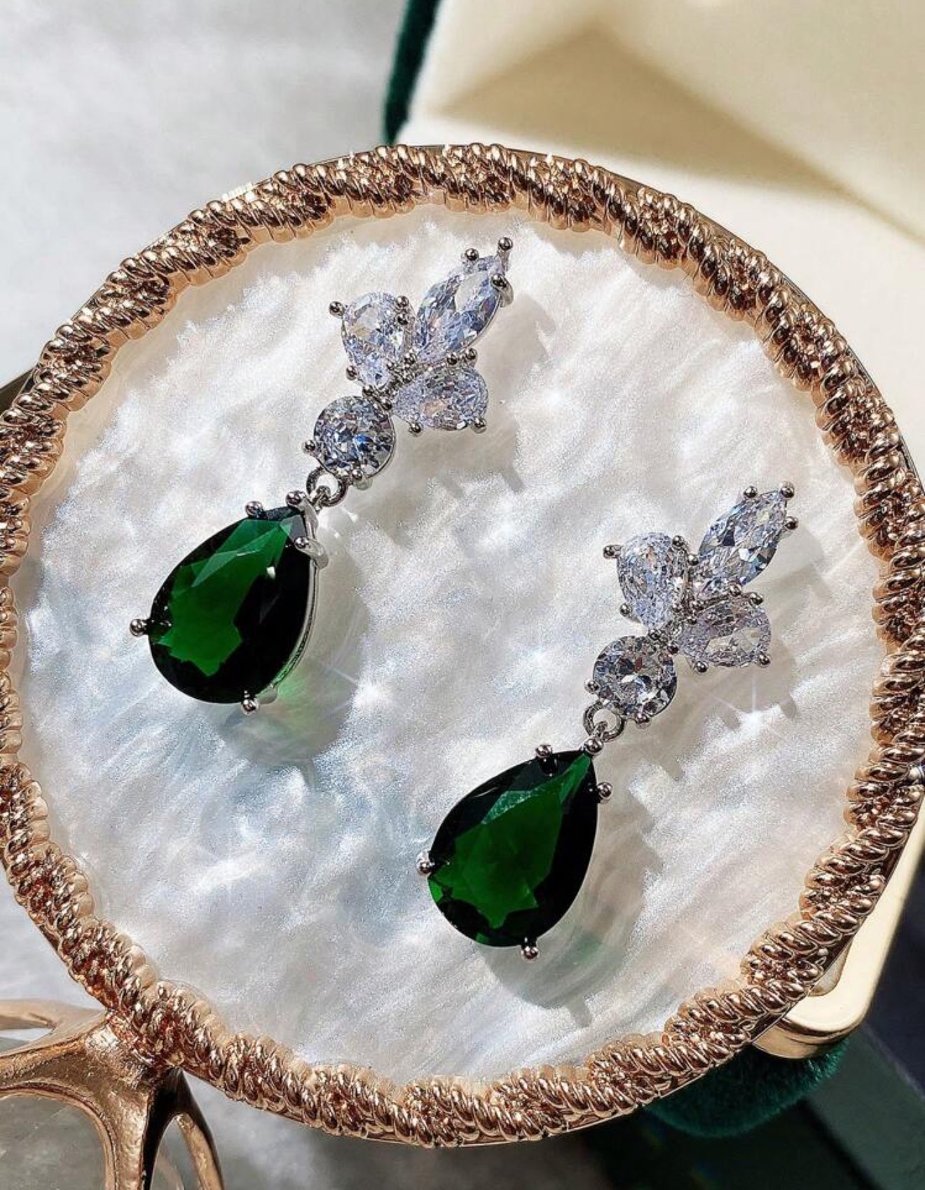 Cubic Zirconia Water Drop Earrings