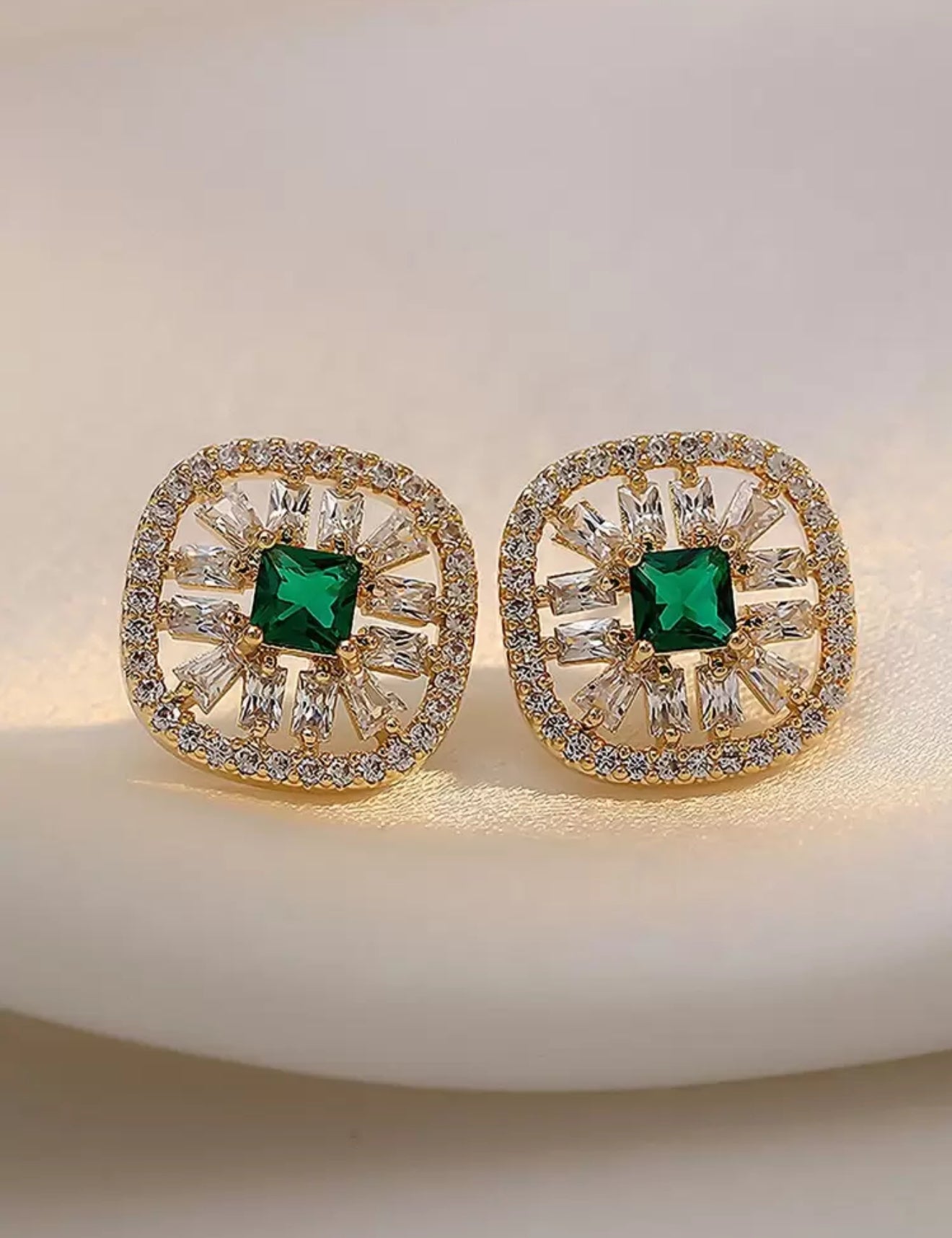 Emerald Rhinestone Square Tops