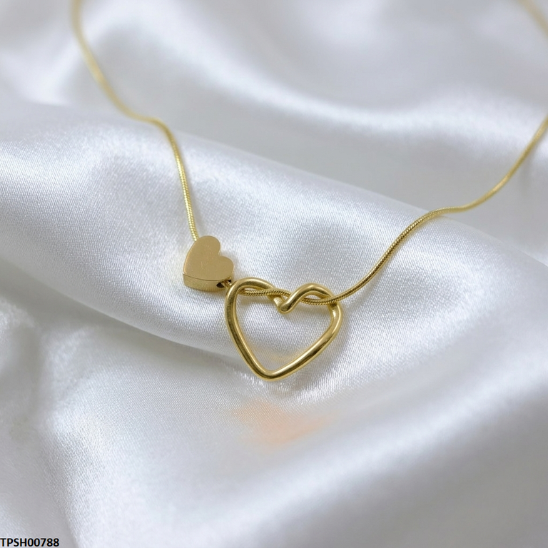 TPSH00788 MMJ Stainless Steel Double Heart Pendant - TPSH