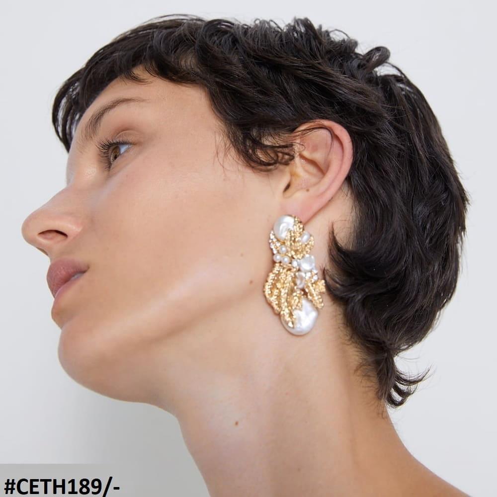 Golden Big Pearl Luxury Earrings - Havenon Store