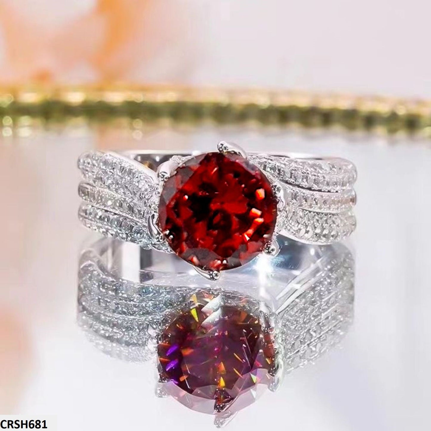 Scarlet Allure - Ruby Zircon Ring Adjustable