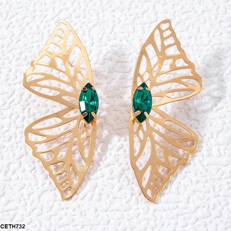Designer Butterfly wings with Emerald Stone - Havenon Store
