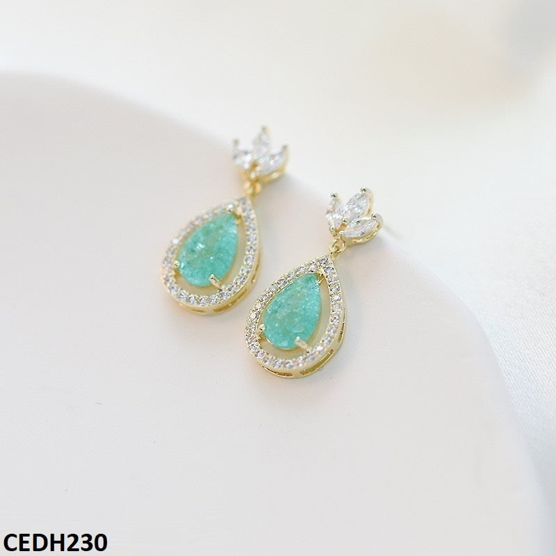 Lightweight Aqua Zircon Drop Earrings - size comparison