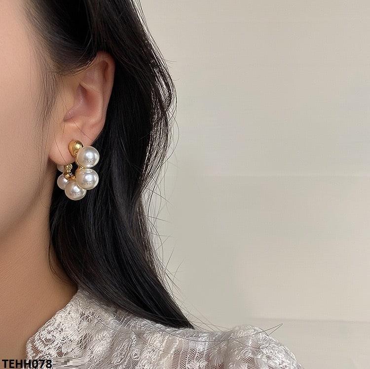 Gold Pearl Hoops Pair - Havenon Store