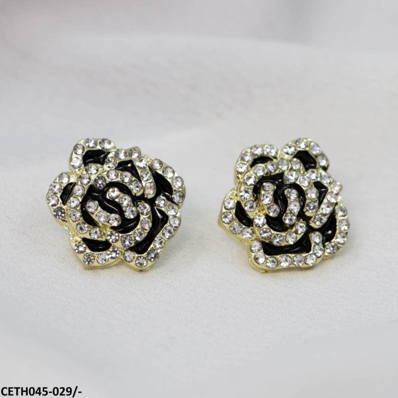 Zircon Studded Flower Tops Pair Rose - Havenon Store