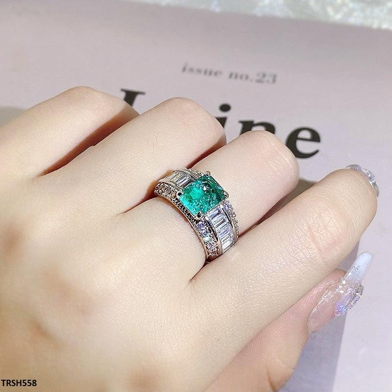 Aqua Rectangle Curved Ring - Havenon Store