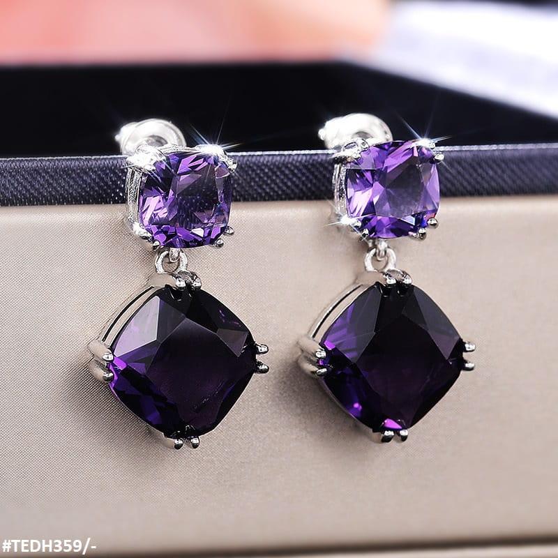 Amethyst Zirconia Drop Earrings - Havenon Store