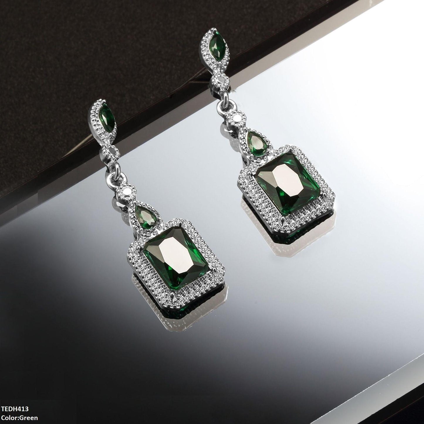 Emerald/Sapphire Marquise Luxury Drop Earrings - Havenon Store