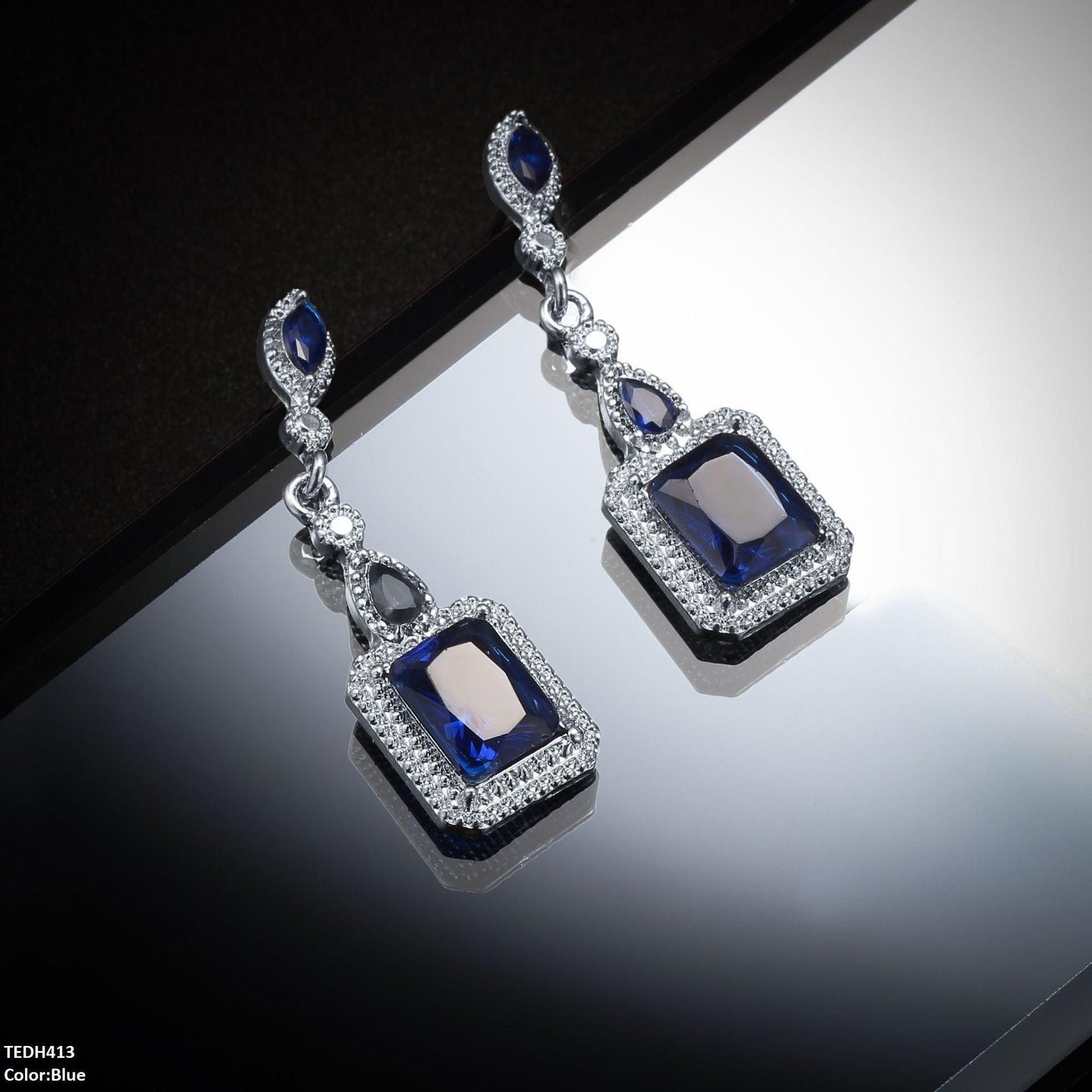 Emerald/Sapphire Marquise Luxury Drop Earrings - Havenon Store