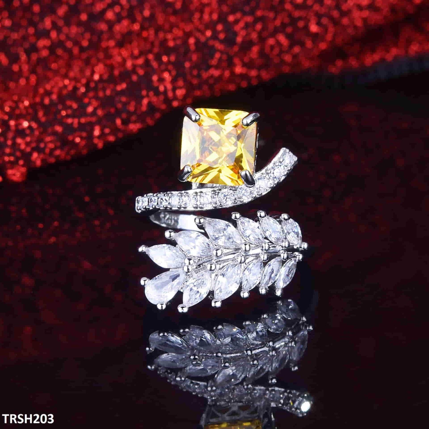 Topaz Twisted Flower Zircon Studded Ring - Havenon Store