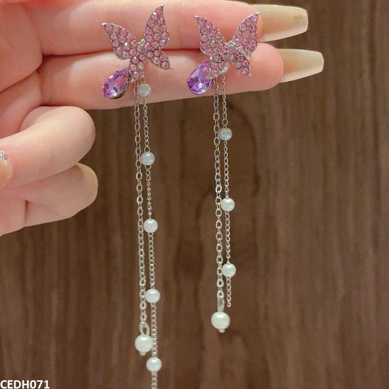Purple Butterfly Drop Earrings Pair - Havenon Store