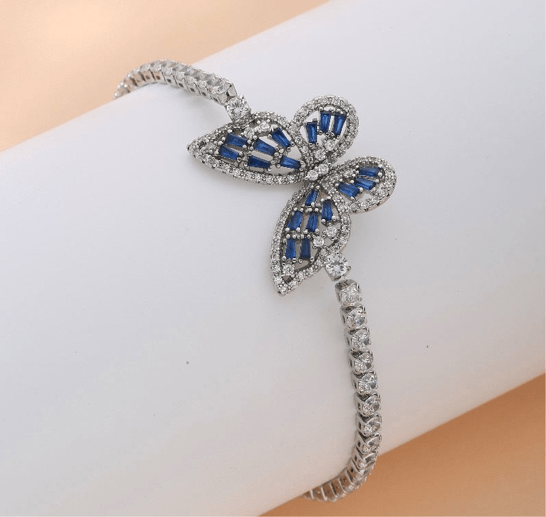 Sapphire Zircon Studded Butterfly Bracelet - Havenon Store