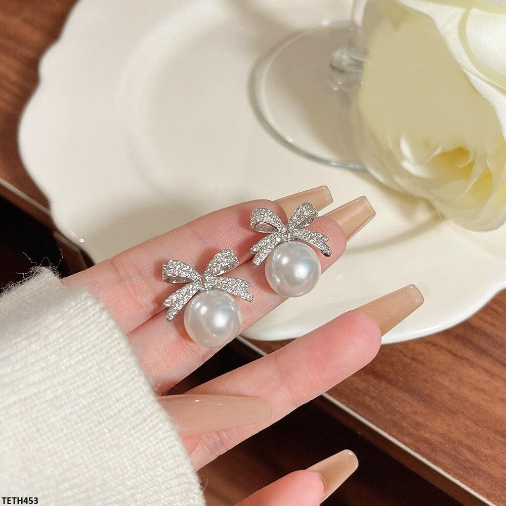 Sterling S925 Bow with Pearl Tops Pair - Havenon Store