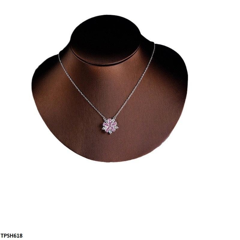 Luxury Pink Emerald Flower Pendant Set - Havenon Store