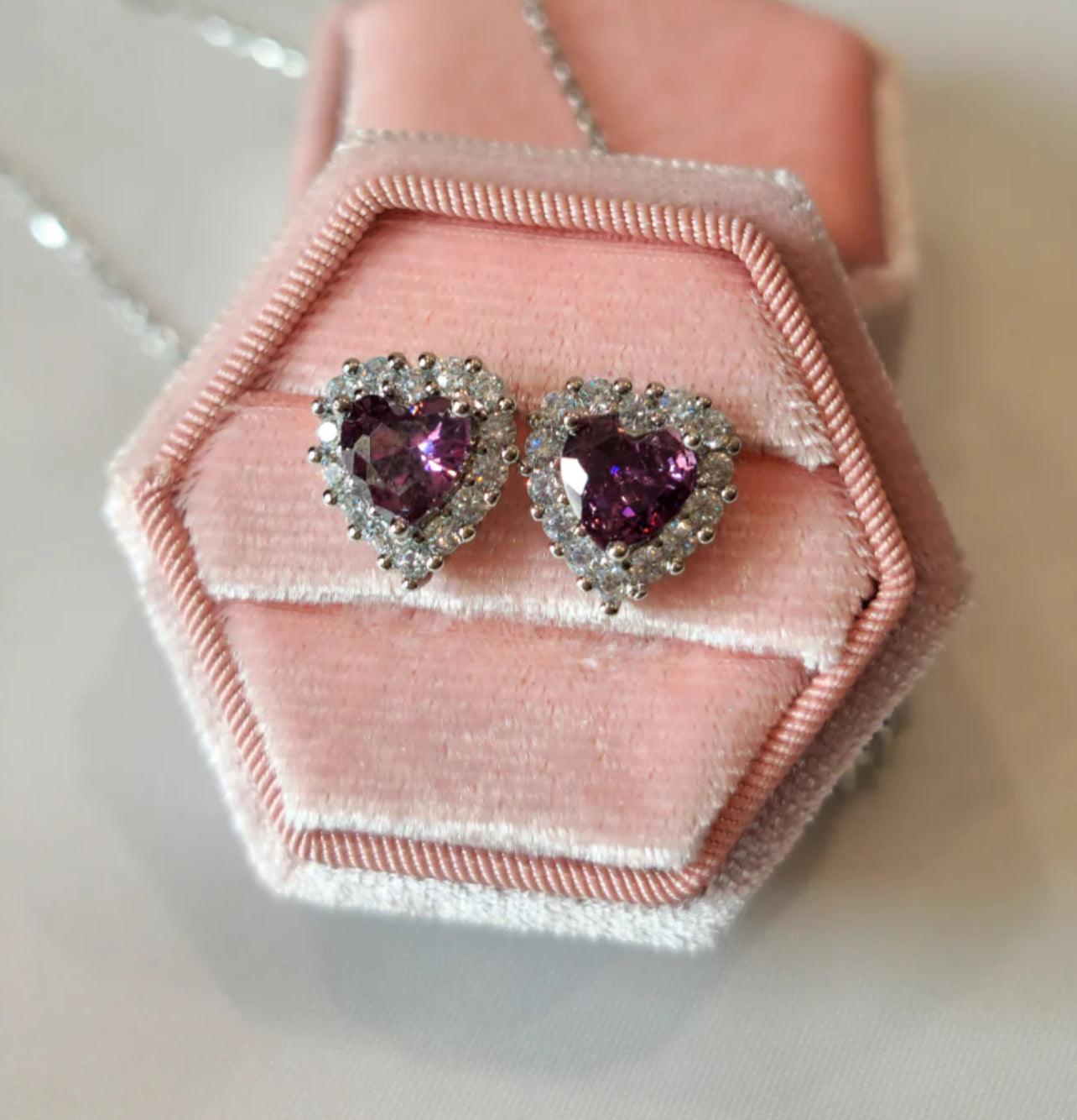 Amethyst Heart Pendant Set - Havenon Store