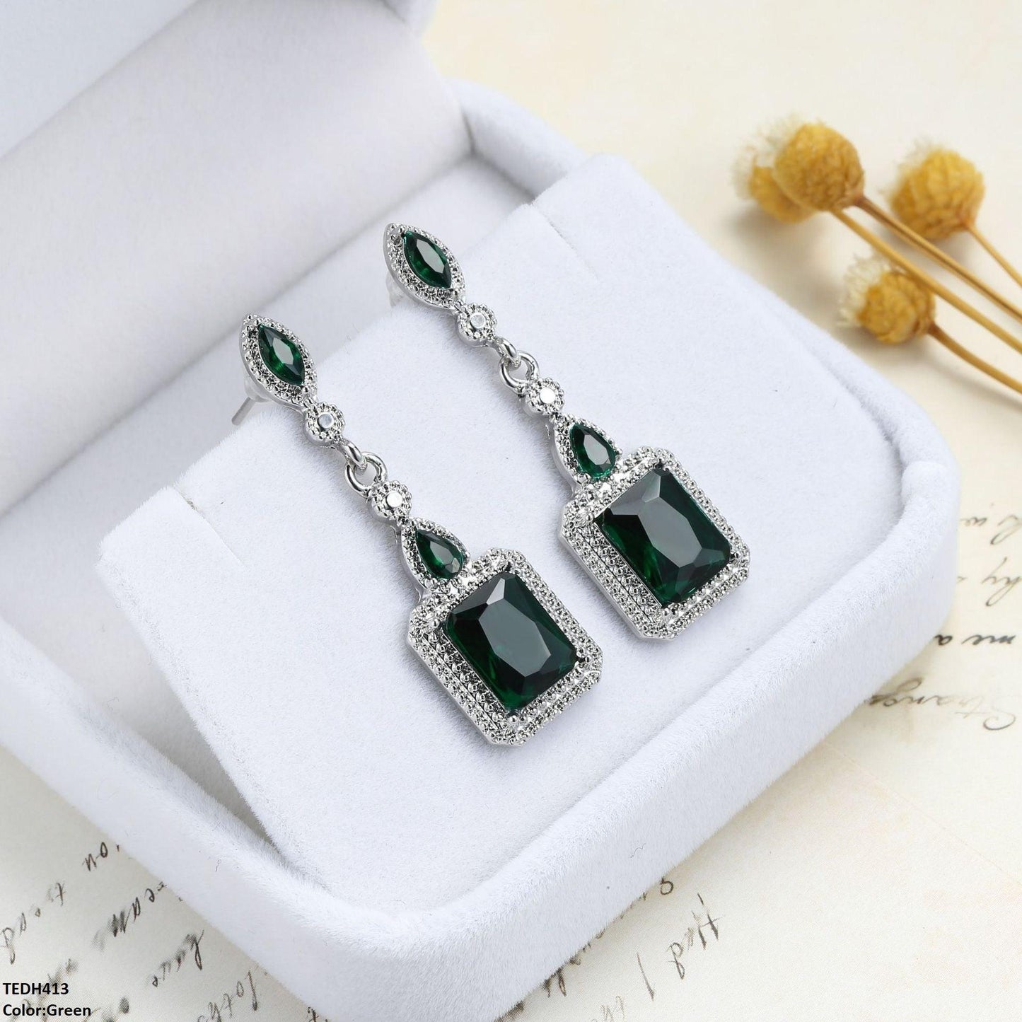 Emerald/Sapphire Marquise Luxury Drop Earrings - Havenon Store