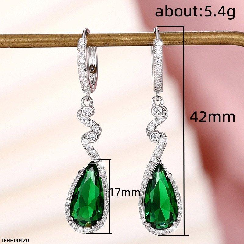 Designer Emerald Tear Drop Hoops