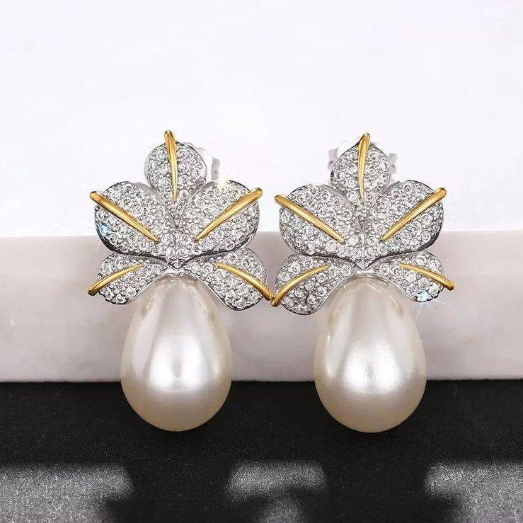 Zirconium Studded Petal & Pearl Tops