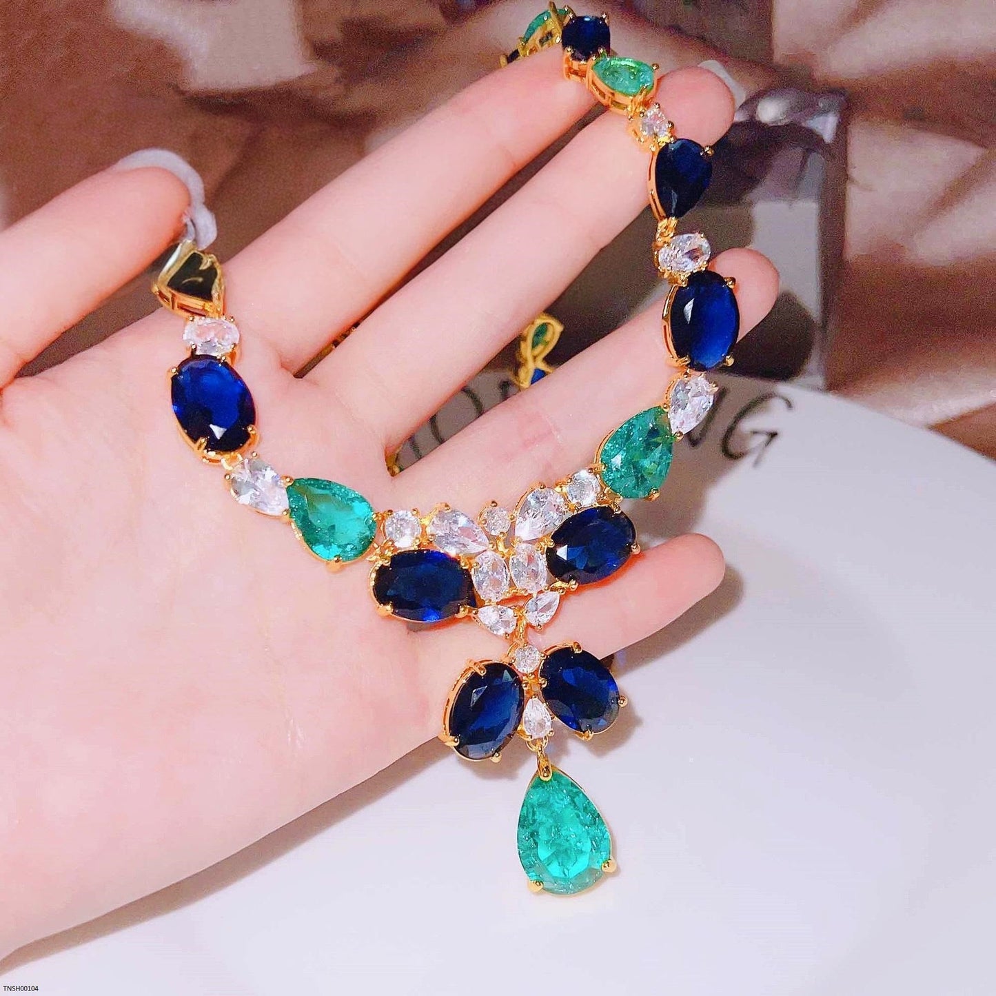18K Gold Plated Stones Necklace