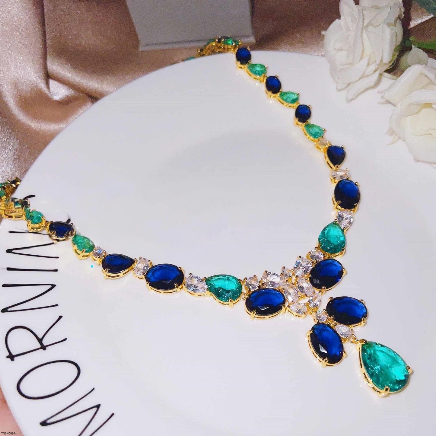 18K Gold Plated Stones Necklace