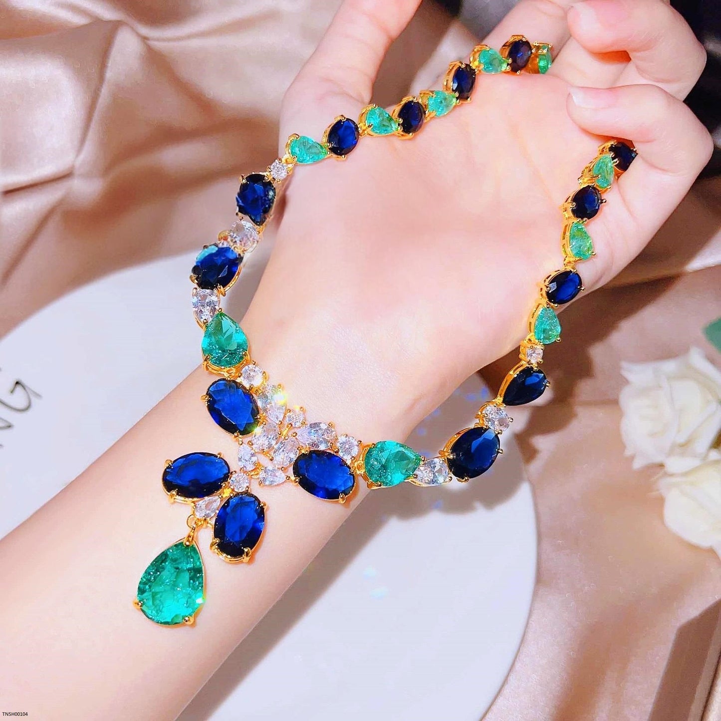 18K Gold Plated Stones Necklace