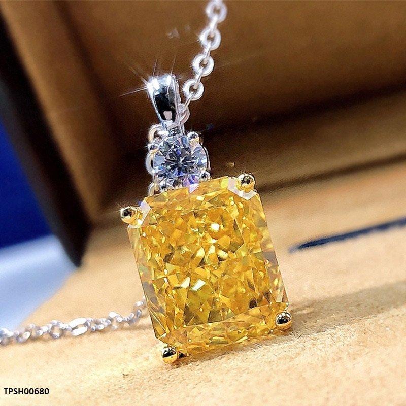 Topaz Lemon Sparkle Rectangular Pendant