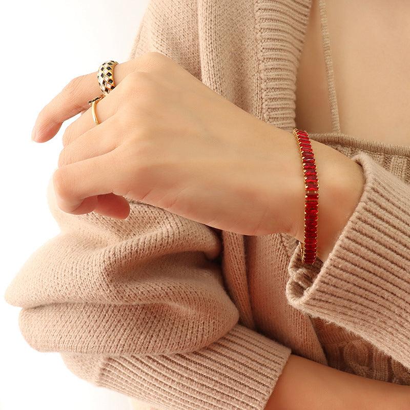 Openable Red Baguette Hand Bracelet - Havenon Store