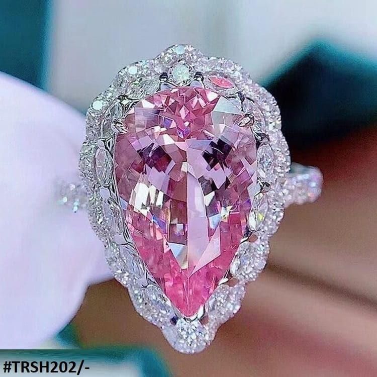 Zircon Pink Emerald Pear Ring - Havenon Store