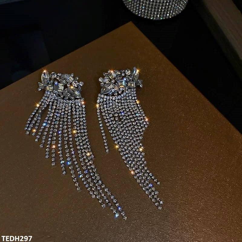 Zircon Tassel Drop Earrings Pair - Havenon Store